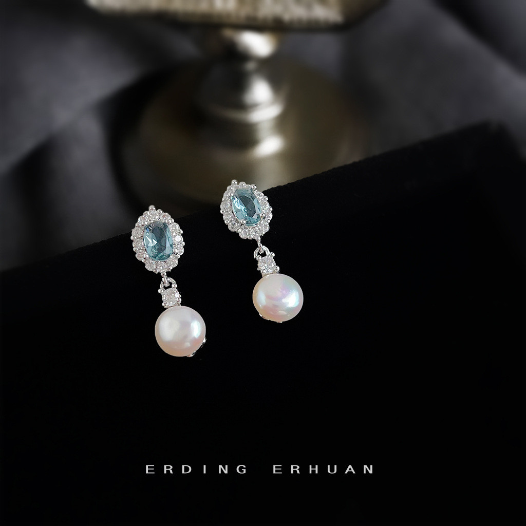 Bông tai ngọc trai Aquamarine thời trang và tinh tế