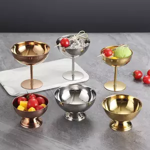 AA 304 Thép Không Gỉ Retro Cao Cấp Cốc Tráng Miệng Sang Trọng Kem Hộp Đựng Cốc Khách Sạn Nhà Hàng Cotail Kính Pudding Cup VN