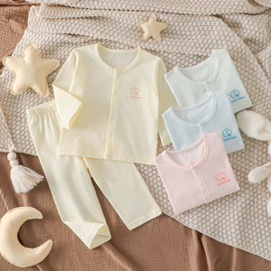 Bé Chia Quần Áo Mỏng Phong Cách Cotton Nguyên Chất Lớp Một Bé Không Xương Điều Hòa Không Khí Quần Áo Đồ Lót Bộ Đồ Ngủ Bộ Quần Áo Trẻ Em