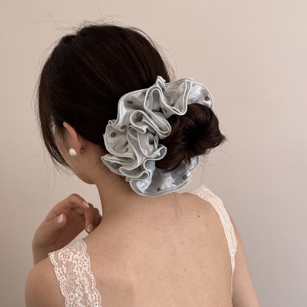 Hululu / Niche Design Feel Double-Layer Hair Volume Chấm Bi Lớn Ruột Tóc Nhẫn Trang Sức Phù Hợp Với Phụ Kiện Tóc Sang Trọng