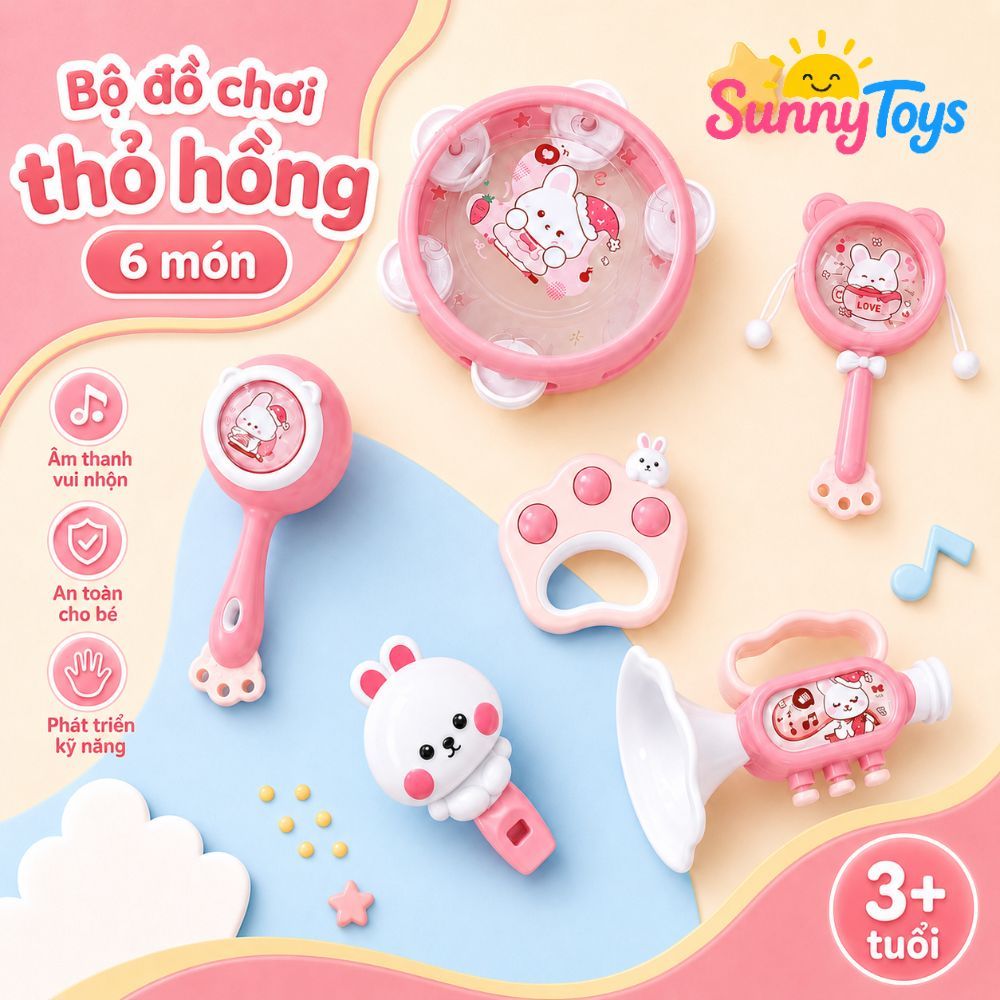 Bộ Lục Lạc Gặm Nướu SunnyToys 10 Món - Đồ Chơi Sơ Sinh Cho Bé Tập Cầm Nắm