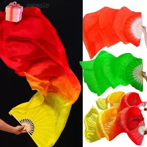 GAVESTO Thực Hành Vũ Công Cụ, Nhiều Màu Trẻ Em Nữ Bụng Nhảy Múa Quạt, Màu Gradient 150cm Rayon Silk Fan Phụ Kiện Khiêu Vũ