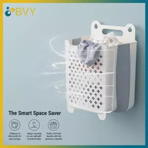 Giỏ đựng quần áo bẩn treo tường BVY Giỏ đựng đồ gấp dung tích lớn Thiết kế rỗng chịu tải mạnh để thông gió.