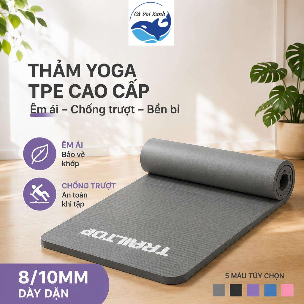 【COD】Thảm Tập Gym Yoga Đa Năng Dày 8-10mm Chống Trơn Trượt Thảm Thể Dục Tại Nhà Ngoài Trời