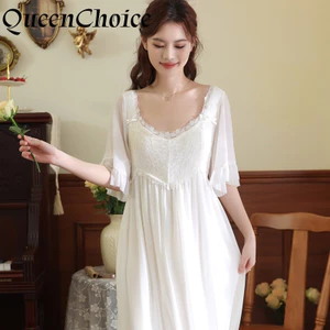 Phụ Nữ Mềm Mại Tay Ngắn Bộ Đồ Ngủ Vintage Váy Ngủ Nữ Váy Ngủ Đồ Ngủ