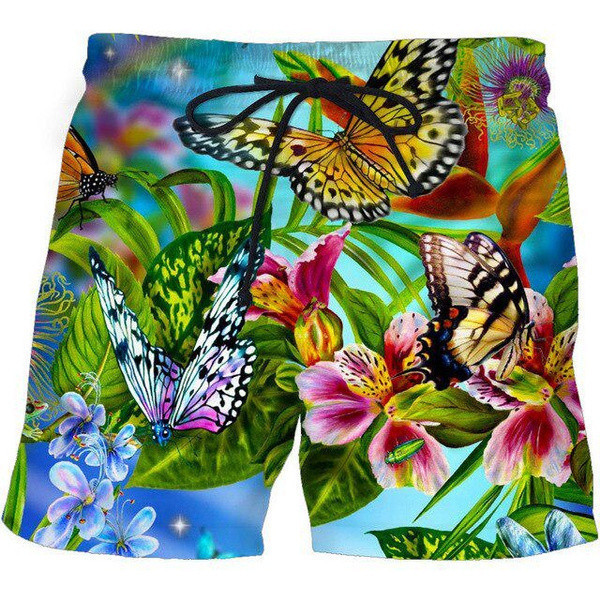 Quần short đi biển thông thường in hoa 3D Unisex mùa hè khô nhanh thoáng khí