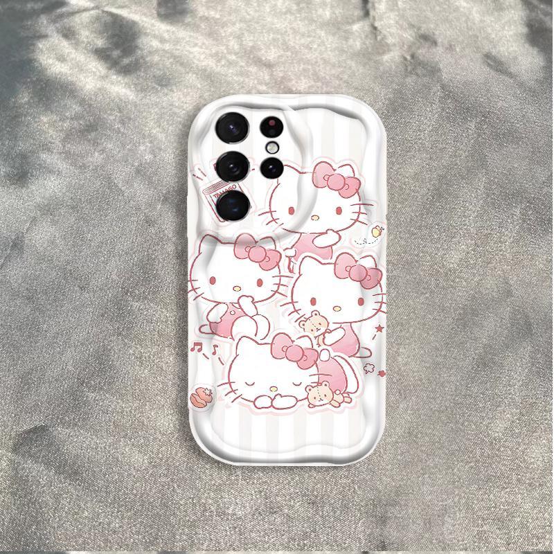 Thích Hợp Cho Samsung S20 S21 S22 S23 S24 S25 S26 + FE Plus Ultra 3D Bảo Vệ Mềm TPU Kitty Cat Vỏ Điện Thoại Chống Sốc