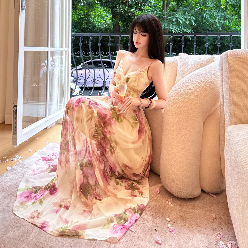 Đầm hoa maxi thiết kế kiêu kì gợi cảm