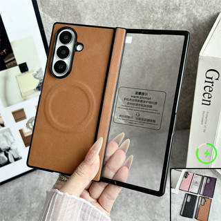Ốp điện thoại bản lề lò xo bằng da mờ cho Samsung Galaxy Z Fold 7 Z Fold 6 Z Fold 5 Z Fold 4 / 3 Vỏ có mặt sau cứng phim phía trước