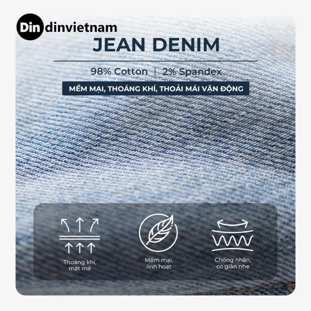 Quần Short Jean Nam DIN, Quần Bò Đen Rách Nhỏ Form Trên Gối, Chất Cotton Thoải Mái Dễ Phối Đồ JD388