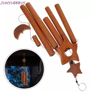 JUNYUE88US Chuông gió ngôi sao năm cánh, Chuông gió tre hoài cổ, Sáng tạo Handmade Tự nhiên Multitube Tre Trang trí sân trang trí sân