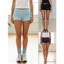MAPLEPOET-Nữ Gấp Trên Eo Quần Short Màu Trơn Thấp Rise Slim Fit Quần Short Mini Để Mặc Hàng Ngày