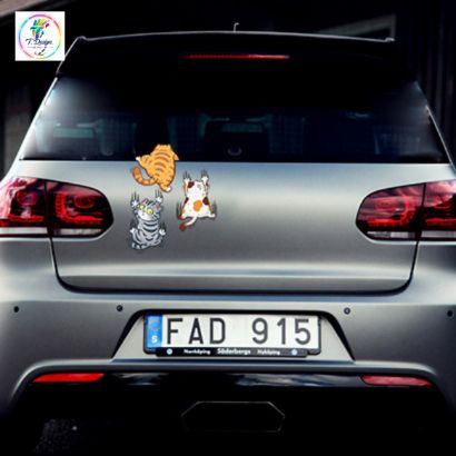 (SET 3 CON MÈO CÀO) Miếng dán xe Sticker chống nước mèo vui nhộn dán trang trí ô tô xe máy, cửa kính, bàn tủ tường...