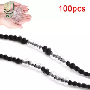 100x Vòng Tóc Dreadlos Trong Suốt Tóc Bím Tóc Hạt Còng Kẹp Lỗ 6mm