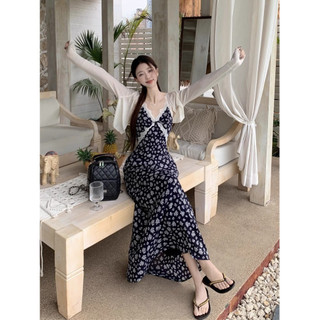 Đầm camisole ren phối họa tiết hoa nữ, phong cách thanh lịch, tôn dáng, độc đáo cho kì nghỉ