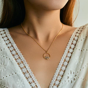 Vòng cổ mắt hợp thời trang – Mặt dây chuyền bùa hộ mệnh Zircon mạ vàng Trang sức thời trang dành cho nữ