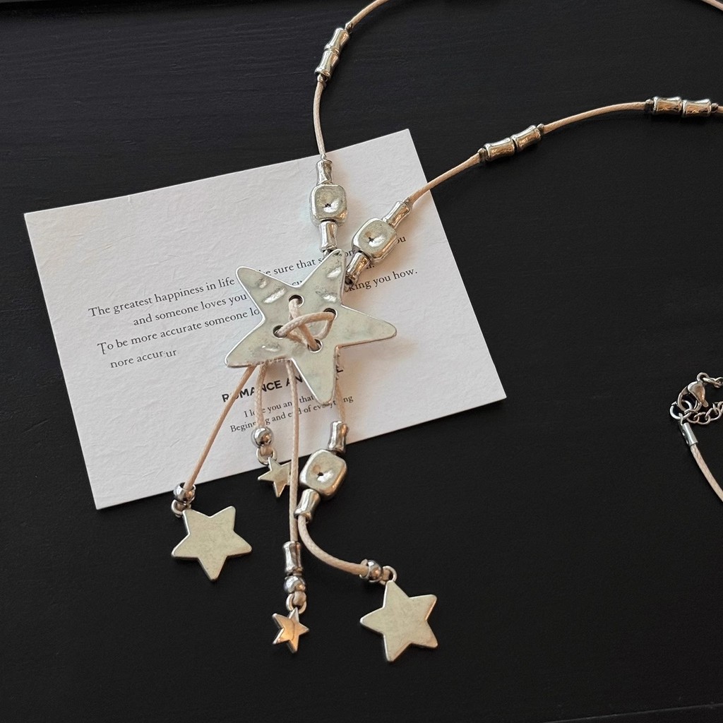 Vòng cổ dài quyến rũ ngôi sao Boho, Chuỗi chữ Y đính cườm có thể điều chỉnh với mặt dây chuyền ngôi sao, Trang sức phong cách cổ điển Bohemian dành cho nữ