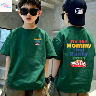 Áo thun bé trai ngắn tay in chữ thời trang, cotton mềm thoáng khí, thời trang cho bé đi học đi chơi
