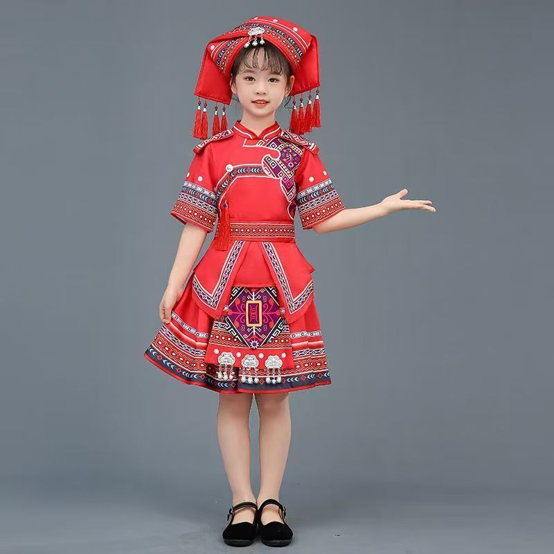 💕 Trung Quốc Đầm Trẻ Em Bé Gái 3-12 Tuổi Liên Hợp Quốc Dân Tộc Trang Phục Sự Kiện Lễ Hội Mới Lạ