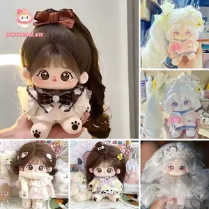 PWSSEND Búp Bê Vải 20cm, Với Bộ Xương Trang Phục Quần Áo Bé Búp Bê Cotton, Dễ Thương Có Thể Thay Quần Áo Đôi Mắt To Sang Trọng Đồ Chơi Bộ Sưu Tập Quà Tặng