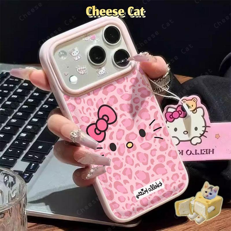 Mèo Da Báo Hồng Ốp Lưng Điện Thoại iPhone 15 17 13 12 14 11 Pro Plus 16 Pro Max Xs Max XR 7Plus 8Plus Bao Da Điện Thoại