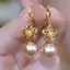 Ánh Sáng Sang Trọng Thời Trang Champagne Ngọc Trai Zircon Bông Tai Hoa Thu Đông Cảm Thấy Sang Trọng Tất Cả Trận Đấu Khóa Tai Thanh Lịch Bông Tai MHZ2
