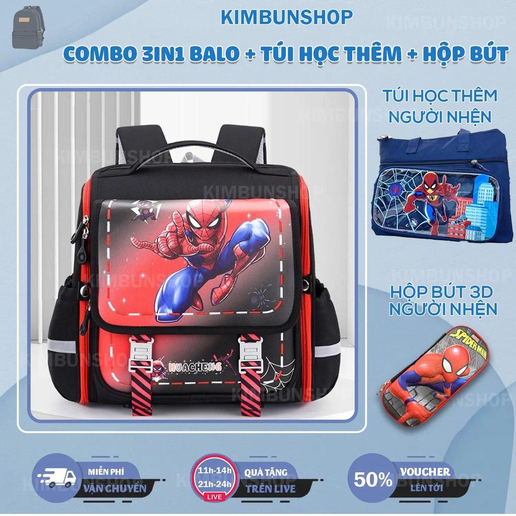 COMBO 3IN1 Balo bản vuông siêu nhẹ,chống gù,chống nước cho bé trai,bé gái lớp 1-6 Túi học thêm + hộp bút - kimbunshop777