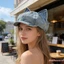 Nữ Trang Trí Tai Mèo Mũ Nồi Denim Mùa Xuân Mùa Hè Vintage Mũ Newsboy Dễ Thương