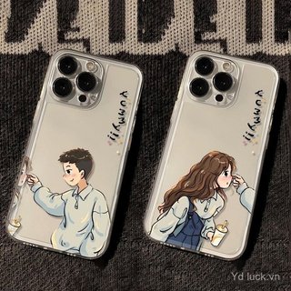 Ốp Điện Thoại Trong Suốt Nam Nữ Vui Nhộn Cặp Đôi Thích Hợp Cho iPhone 17promax / 13pro / 16pro / 12 / 11pro / xs / 14plus Vỏ Chống Sốc