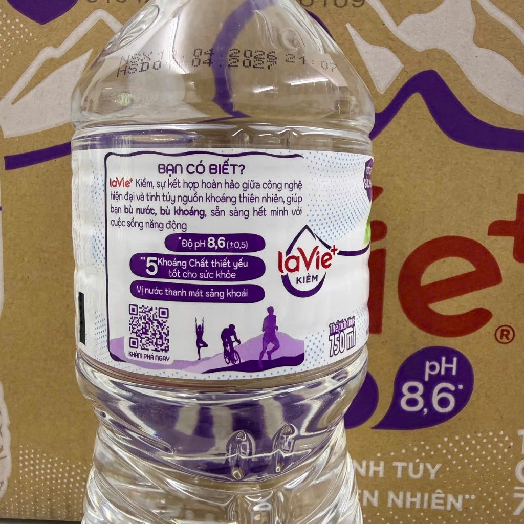 Thùng 12 chai La Vie+ KIỀM có khoáng thiên nhiên  750ml
