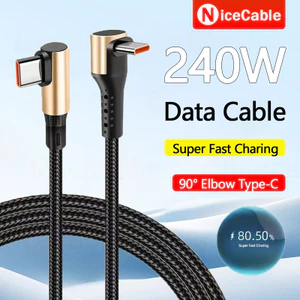 Cáp dữ liệu sạc 240W 90° thiết kế khuỷu tay, truyền nhanh, chip đánh dấu điện tử kép Type-C, tương thích rộng
