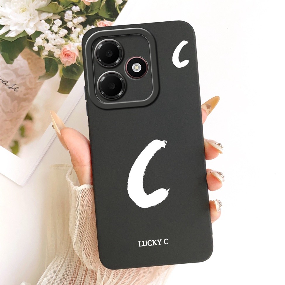 Dành Cho Oppo A6c Ốp điện thoại CPH2895 Silicon Sang Trọng Chữ A-Z Vương Miện Thời Trang 2D Sơn Vỏ Cho Oppo A6c Ốp điện thoại Chống Sốc