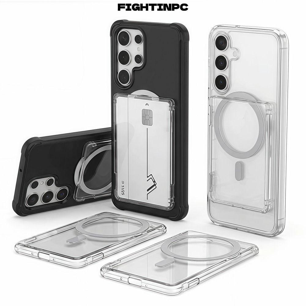 Giá đỡ thẻ từ tính FIGHTINPC, Chống sốc trong suốt cho tay áo thẻ MagSafe, siêu mỏng nhẹ 2 khe cắm thẻ Ví điện thoại cho điện thoại từ tính