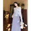 Phong cách nhẹ nhàng kiểu Pháp Váy màu tím phù hợp với nữ mùa xuân sang trọng Váy treo đẹp Fat MM Cover Bụng Ôm hơn Váy nhìn