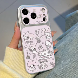 Ốp lưng iPhone họa tiết da mạ hồng Miffy thỏ họa tiết IP 17 16 15 14 13 12 11 Pro Max Plus Max