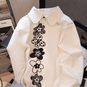 Áo Sơ Mi Nữ Phong Cách Nhật Bản Cao Cấp Phong Cách Hồng Kông Thêu Hoa Xuân Thu Rời Retro Sang Trọng Lười Phong Cách Dài Tay Top