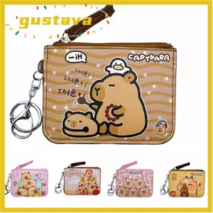 Ví đựng tiền xu GUSTAVA, có vòng chìa khóa Hộp đựng thẻ Capybara bằng kim loại, Ví PU hoạt hình dành cho sinh viên