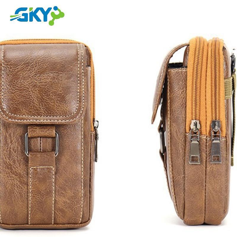 GKY Phong Cách Vintage Da PU Thắt Lưng Túi Chống Thấm Nước Với Thắt Lưng Móc Ngực Túi Điện Thoại Di Động Nhiều Lớp Túi Thắt Lưng Du Lịch 1PC GKY