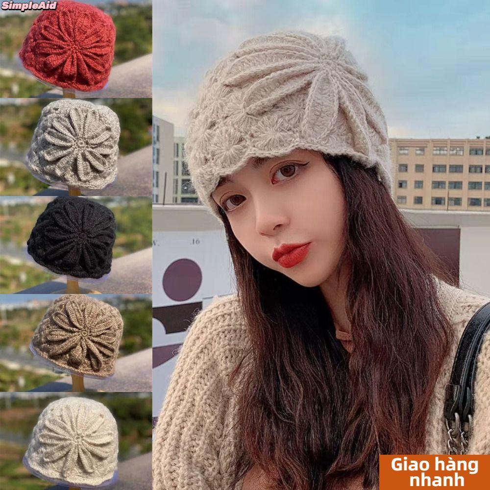 ĐƠN GIẢN Mũ Ngón Chân Rỗng, Mũ Len Dệt Kim Nghệ Thuật Retro, Hoa Ren Ngọt Ngào Rỗng Thoáng Khí Mũ Da Tóc