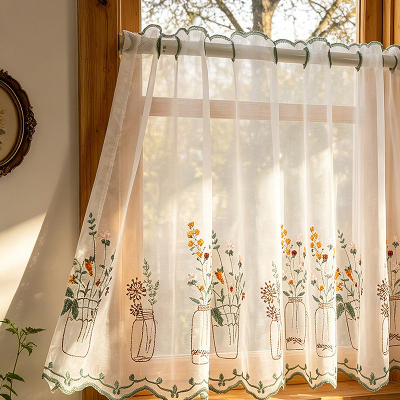 Mờ Nửa Rèm Cửa Rèm Thanh Rèm Cửa Không Đục Lỗ Làm Đẹp Trang Trí Cà Phê Cur