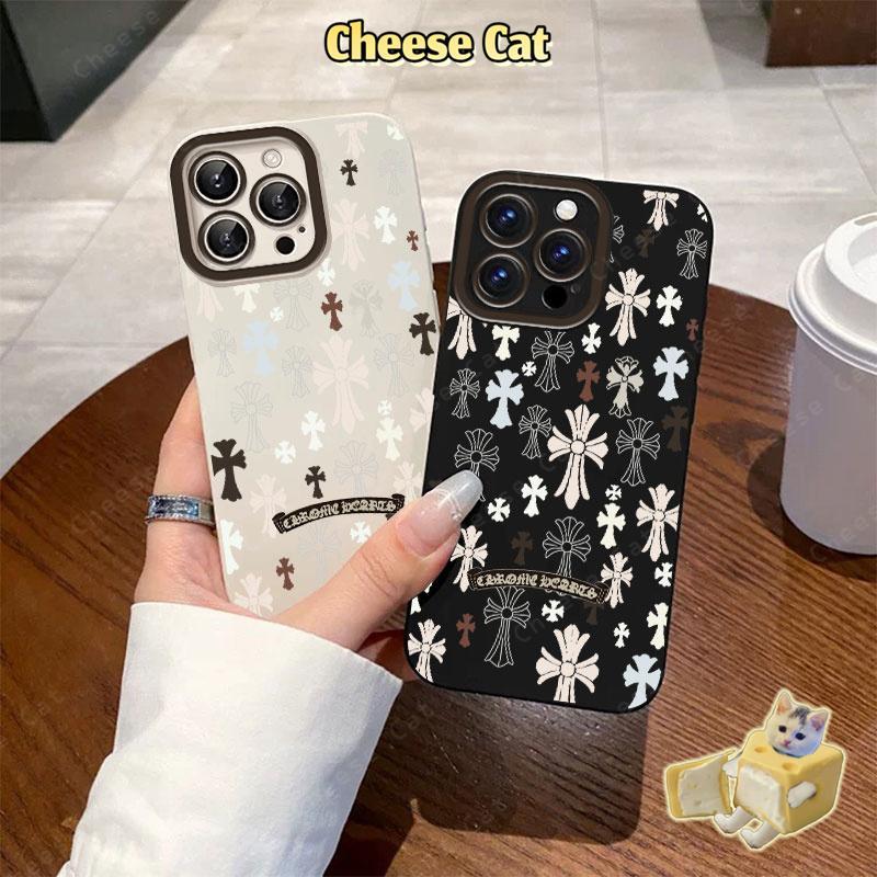Ốp điện thoại hình chữ thập màu đen trắng hợp thời trang cho iPhone 13 14 15 Plus 11 12 16 17 Pro Max XR Xs Max 6 7 Plus