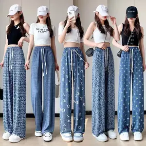 Quần mỏng cỡ lớn Drape dáng rộng in hình thể thao Quần ống rộng thông thường Quần chống muỗi