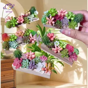 HFTOY Ngẫu nhiên Một nhà búp bê Thu nhỏ Máng gỗ mọng nước Mô hình chậu cây xanh Mô hình vi mô Trang trí cảnh quan Đồ trang trí giả vờ chơi đồ chơi ~