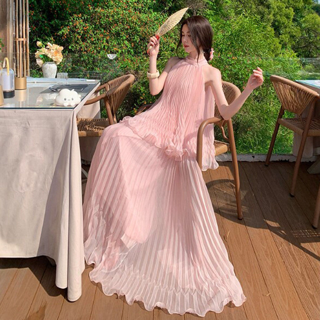 Set tiểu thư áo + chân váy dài hồng Pinky ngọt ngào