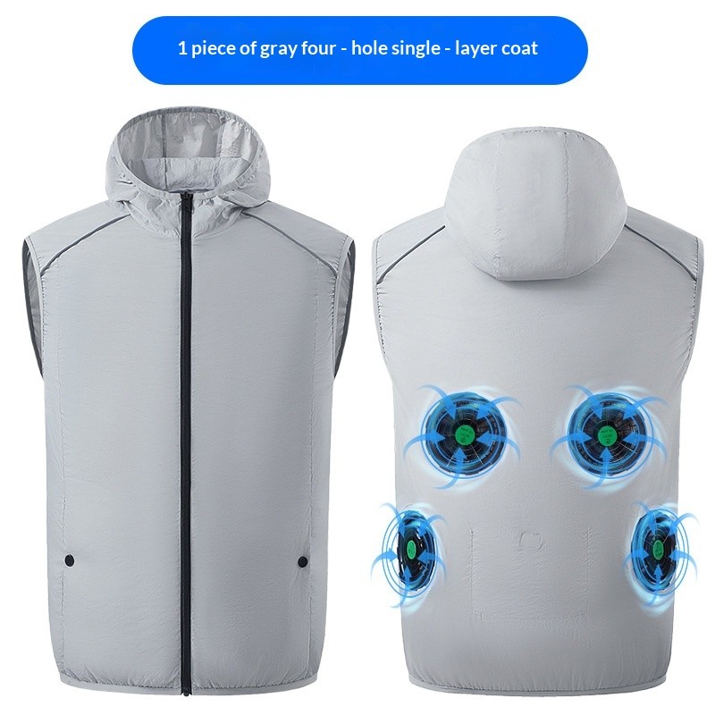 Áo vest làm mát mùa hè có mũ trùm đầu Áo vest không tay chống nắng và thoáng khí