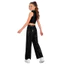 Nyeemya Kids Girls Jazz Dance Performance Trang phục không tay Mock Cổ kim loại Crop Top với dây thắt lưng đàn hồi Quần Sequin lấp lánh