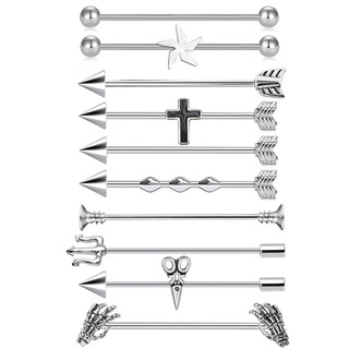1PC 16G Bông tai đinh tán bằng thép không gỉ không gây dị ứng hợp thời trang để xỏ tai & xỏ khuyên xoắn