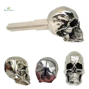 Mặt dây chuyền chìa khóa đầu lâu quỷ, Vỏ chìa khóa đầu lâu quỷ kim loại, Vỏ chìa khóa sửa đổi đa năng Trang trí, Phụ kiện ô tô phù thủy, Vỏ chìa khóa cho xe máy mới