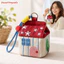 FAVORITEGOODS Ví đựng tiền xu nhà đỏ, Túi đựng tai nghe móc khóa dung lượng lớn Kawaii, Túi trang điểm Mini họa tiết thêu đa năng dễ thương đa năng