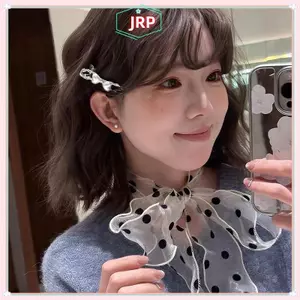 JRP Thời Trang Ren Lưới Chấm Bi Khăn Cho Nữ Mùa Hè Nhẹ Ngọt Ngào Đa Năng Ne Phụ Kiện Có Ruy Băng JRP